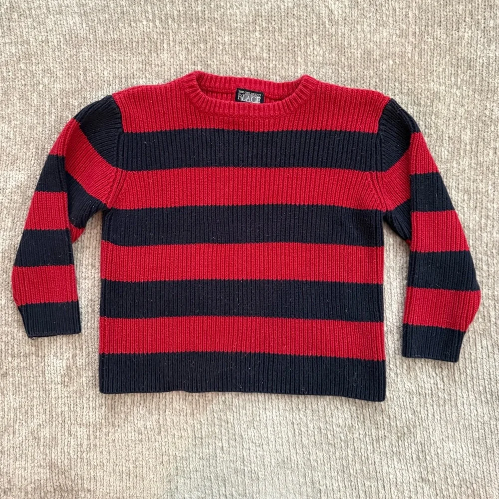 Children’s Place Red & Navy‎ Stripe Knit Sweater Size 5/6 Rugby Nautical